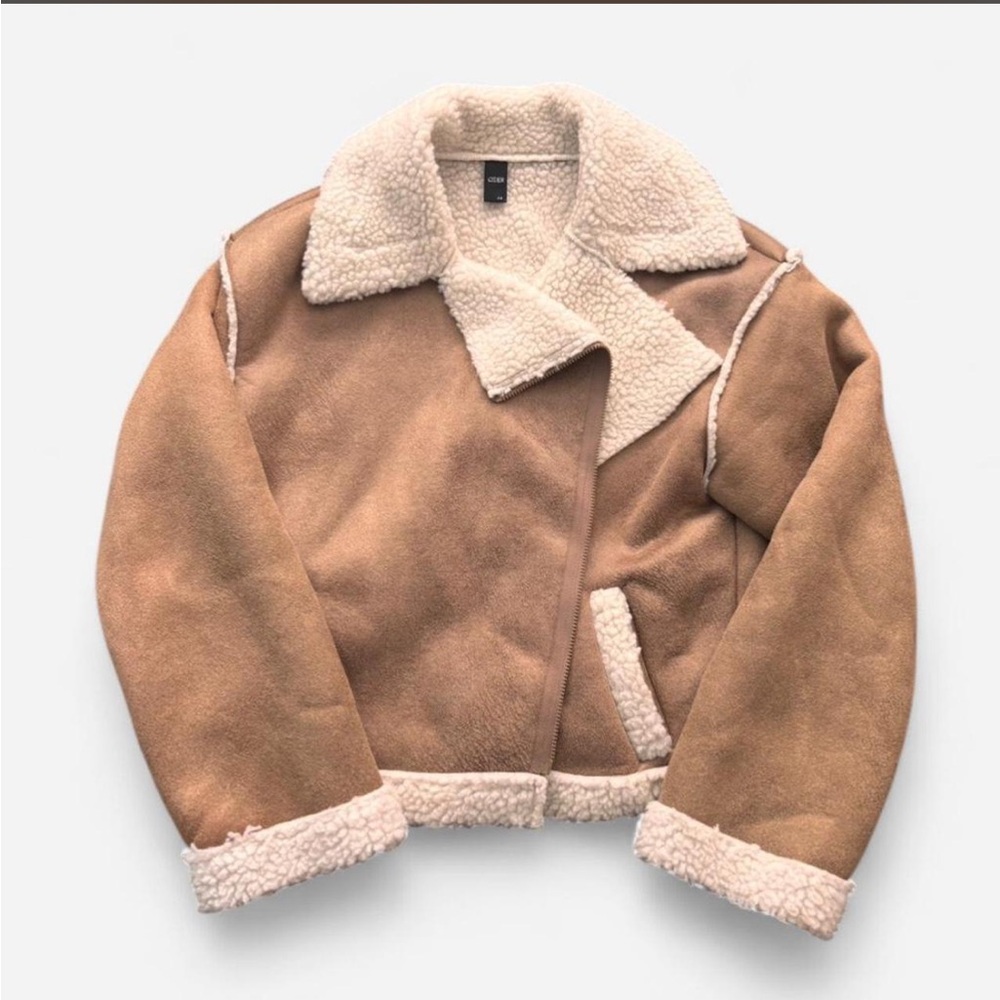 Cider Tan and Cream Shearling Jacket